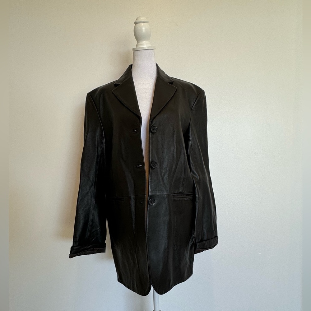 Stockholm Atelier & other stories Black Faux Leather Blazer - Size EU 36